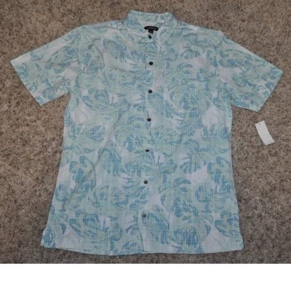 Mens Sport Shirt Van Heusen Small Blue Paisley Short Sleeve Button Up 1 Pocket - Picture 2 of 4